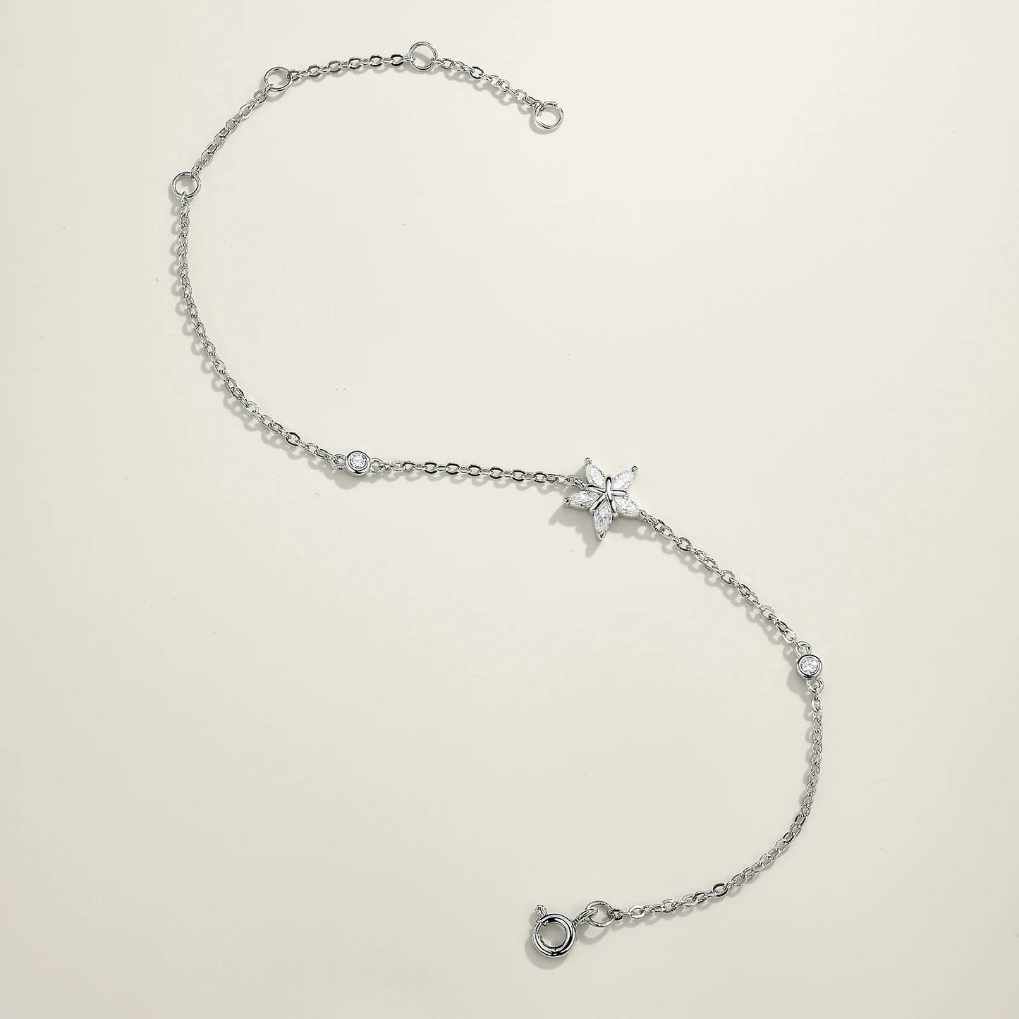 Damen-Kettenarmband mit Stern-Moissanit aus Sterlingsilber