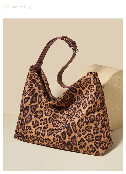Damen Schultertasche Groß Kapazität Oversize Leopardendruck Modische Tote Tasche