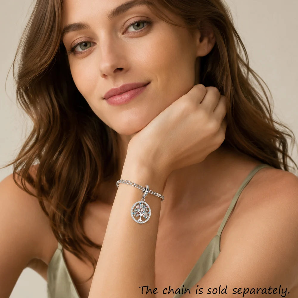Damen-Charm-Anhänger bunter Baum romantisch aus Sterlingsilber