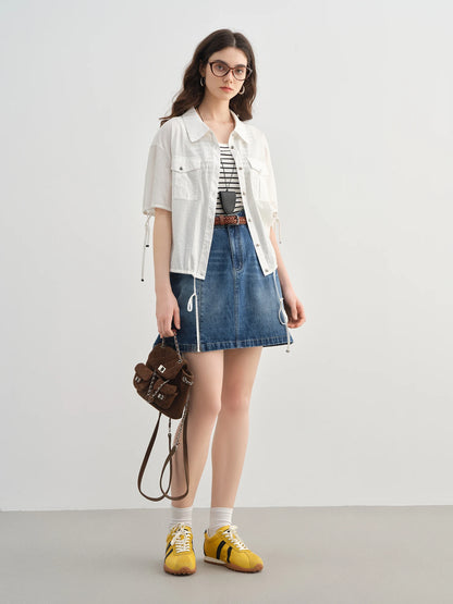 Französisch inspiriertes Damenhemd im minimalistischen Stil – figurbetontes, sommerliches Oberteil in zartem Rosa