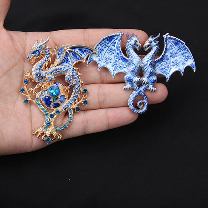 Brosche Emaille Porzellan Drache Schmetterling Frosch Krabbe Tier Reversnadel