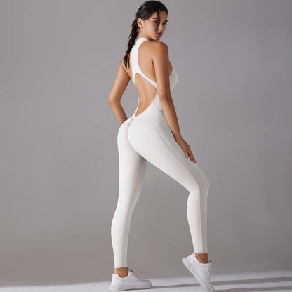Damen-Body Shapewear in Weiß, großer Rückenausschnitt, Push-up Look, lange Beine