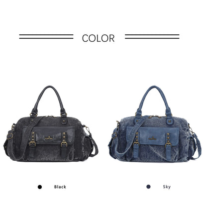Damen-Satchel-Tasche Aus Denim Mit Obergriff Großes Fassungsvermögen Alltagstauglich