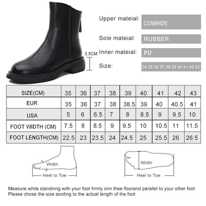 Schwarze Damenstiefelette aus Leder mit Blockabsatz und seitlichem Reißverschluss