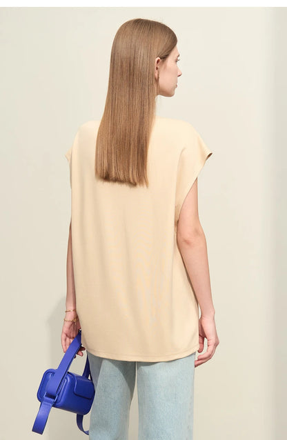 Damen T-Shirts im Minimalismus-Stil mit lässigem O-Neck und Blumen-Druck