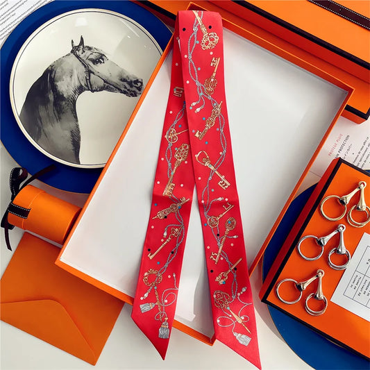 Damen Seidenschal klein quadratisch Haarband Halstuch Kopftuch Bandana E