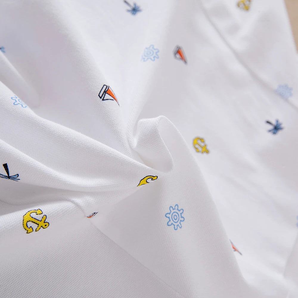Mädchen-Polokleid mit nautischem Aufdruck, kurzärmelig, A-Linie, Freizeitkleid für Kinder, 5–12 Jahre, Kinderkleidung