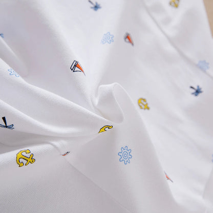 Mädchen-Polokleid mit nautischem Aufdruck, kurzärmelig, A-Linie, Freizeitkleid für Kinder, 5–12 Jahre, Kinderkleidung