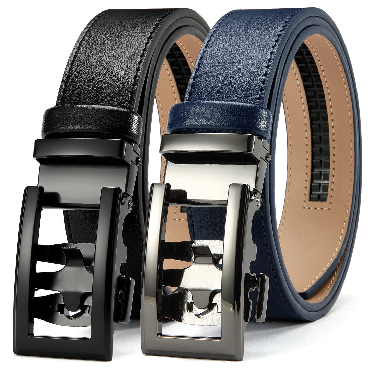 Herren Echtleder-Gürtel Hohles Muster Automatik-Schnalle Unisex 3,5 cm