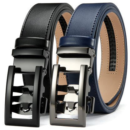 Herren Echtleder-Gürtel Hohles Muster Automatik-Schnalle Unisex 3,5 cm