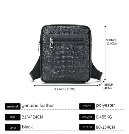 Herren-Umhängetasche aus Leder mit Kroko-Print, Große Crossbody-Tasche fürs Business