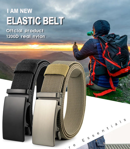 Herren Stretch Elastik-Gürtel 3,6 cm Automatik-Schnalle Golf Sport Übergrößen 115–135 cm