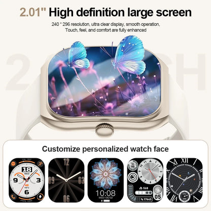 LIGE Neue 2,01'' 3D Gebogene Bildschirm Smart Uhr Bluetooth Anruf Blut Sauerstoff Herzfrequenz Sport Fitness Armband Wasserdichte Smartwatch