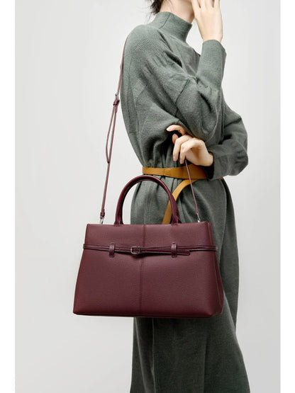 Leder-Top-Handle Tote | Vollnarbenleder Silberbeschläge