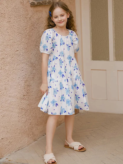 Prinzessinnen-Kleid für Mädchen in Lila mit Patchwork-Design – Sommermode für Kinder von 3 bis 14 Jahren