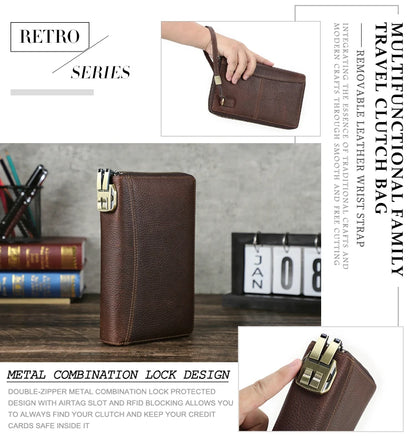 Herren Echtleder Geldbörse Vintage Luxus Business Handtasche Clutch Geldclip