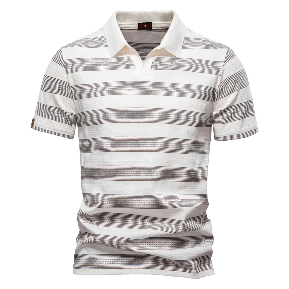 Herren Poloshirt Gestreift Mit V Ausschnitt Und Atmungsaktiver Sommer Passform