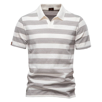 Herren Poloshirt Gestreift Mit V Ausschnitt Und Atmungsaktiver Sommer Passform