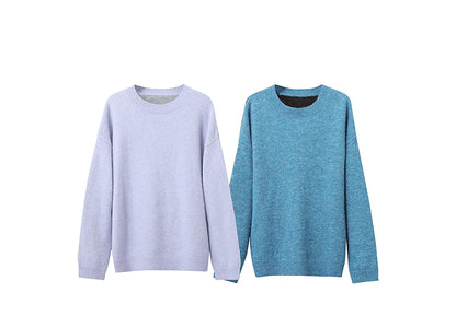 Damenpullover im Set: helllila und blau, Rundhals und lange Ärmel