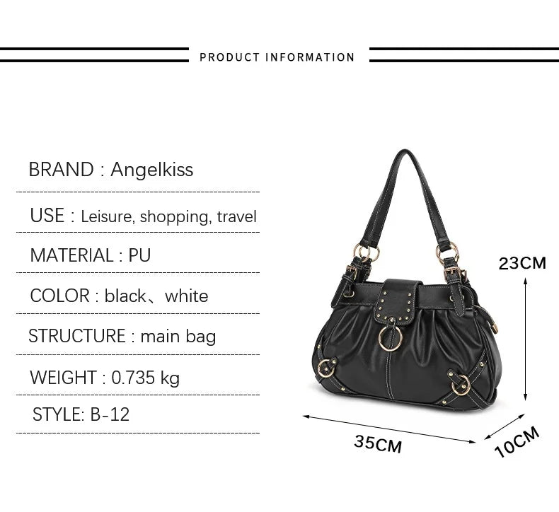 Damen-Schultertasche aus PU mit Reißverschluss Großes Fassungsvermögen und Innenfächern für Alltag