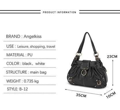 Damen-Schultertasche aus PU mit Reißverschluss Großes Fassungsvermögen und Innenfächern für Alltag