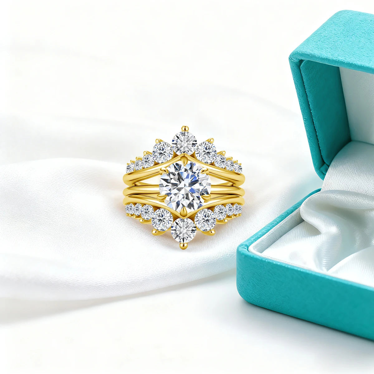 Damen-Verlobungsring-Verstärker aus Sterling Silber mit Moissanit Stein für funkelnde Hochzeiten