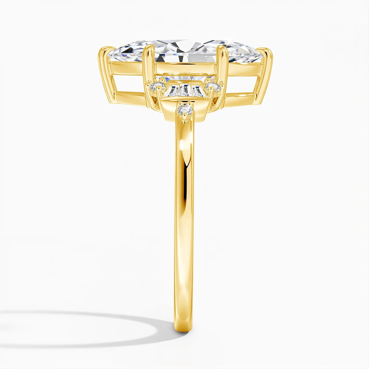 Damen-Verlobungsring aus Moissanit mit GRA Zertifikat, Marquise-Schliff, 3 Karat, 7x14 mm