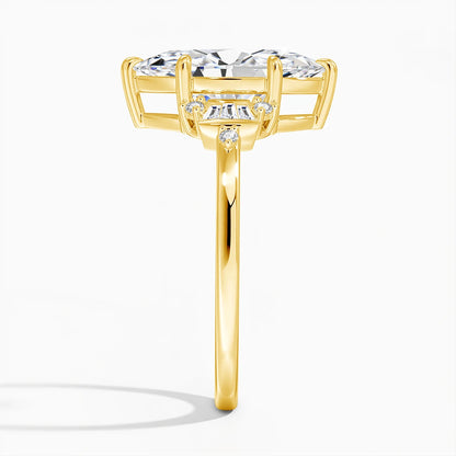 Damen-Verlobungsring aus Moissanit mit GRA Zertifikat, Marquise-Schliff, 3 Karat, 7x14 mm