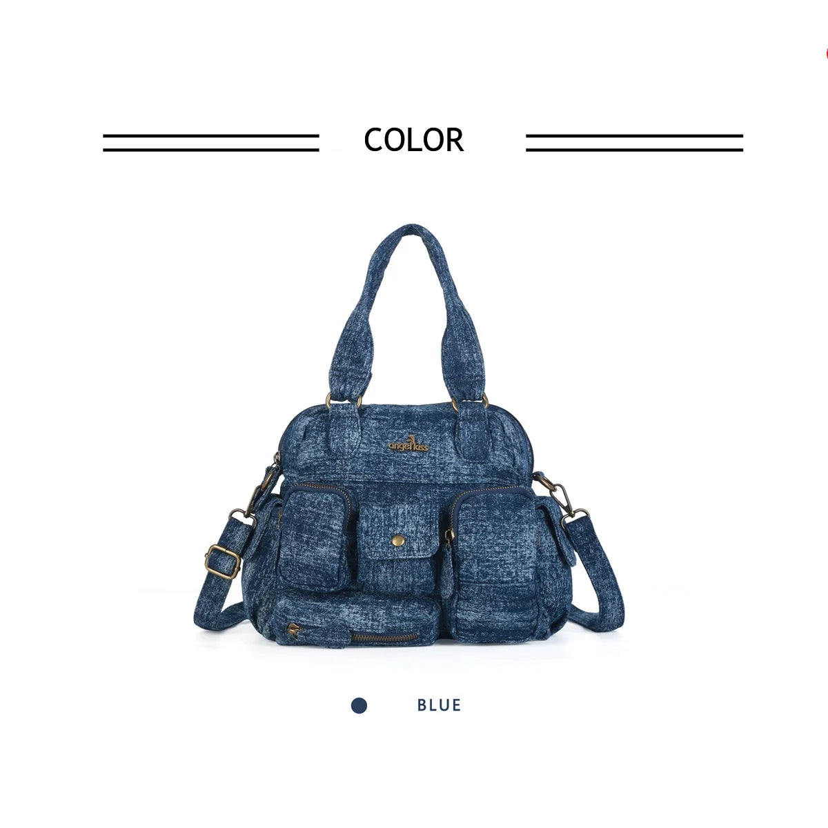 Damen-Umhängetasche Denim mit Mehrfachfächern Handyfach für Alltag Freizeit Denim-Look