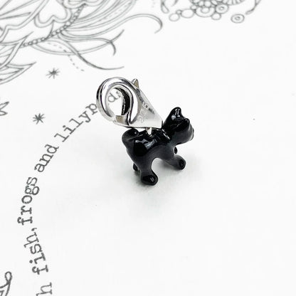 Damen-Charm-Anhänger schwarze Katze trendig II aus Sterlingsilber