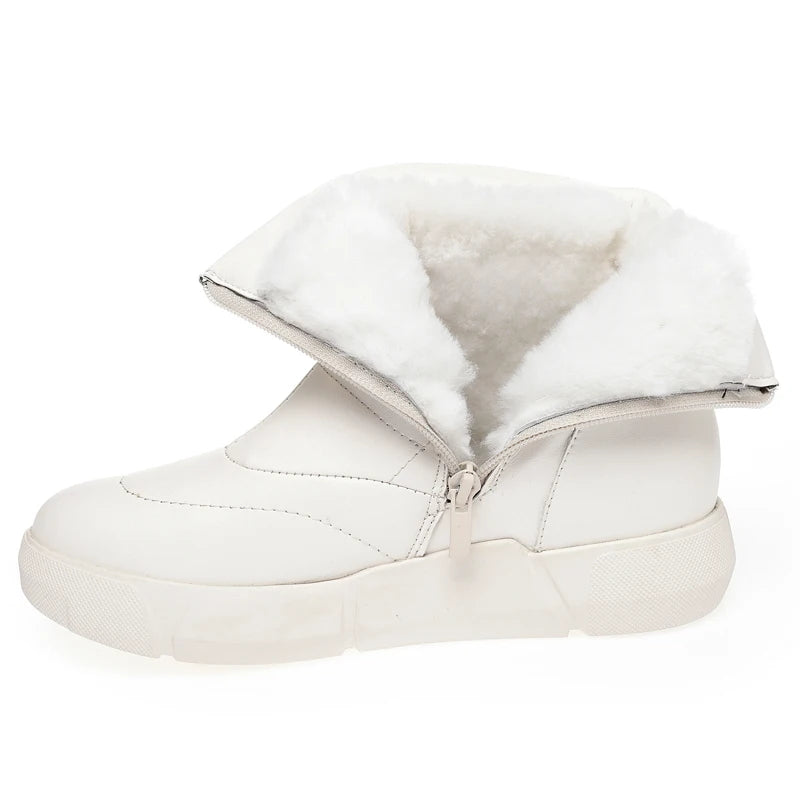 Damen-Winterstiefelette, weiß, mit Reißverschluss, Kunstfellfutter und Profilsohle