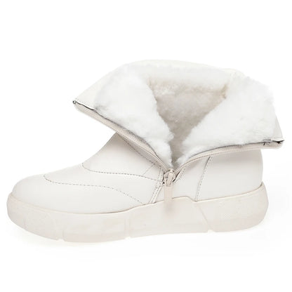 Damen-Winterstiefelette, weiß, mit Reißverschluss, Kunstfellfutter und Profilsohle