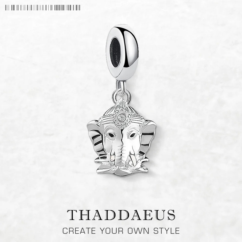 Damen-Charm-Anhänger Hindu Gott Ganesha Glück Vintage aus Sterlingsilber