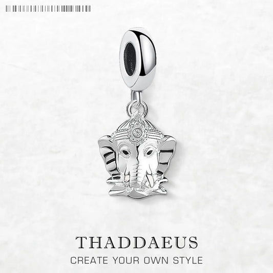 Damen-Charm-Anhänger Hindu Gott Ganesha Glück Vintage aus Sterlingsilber