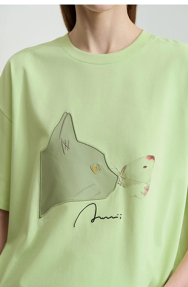 Damen T-Shirt im lässigen Stil mit Rundhalsausschnitt und kurzem Arm