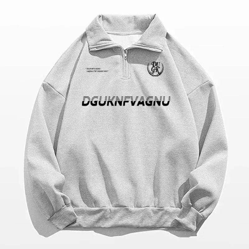 2025, neue Herren-Sweatshirts mit Buchstaben-Aufdruck, halber Reißverschluss, Vintage-Pullover mit Polo-Ausschnitt, Hoodies, Y2K-Streetwear, langärmelig, Sudaredaras