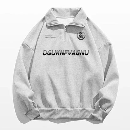 2025, neue Herren-Sweatshirts mit Buchstaben-Aufdruck, halber Reißverschluss, Vintage-Pullover mit Polo-Ausschnitt, Hoodies, Y2K-Streetwear, langärmelig, Sudaredaras
