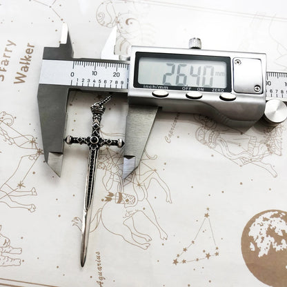 Damen-Charm-Anhänger Schwert Krone Ritter Schutz aus Sterlingsilber