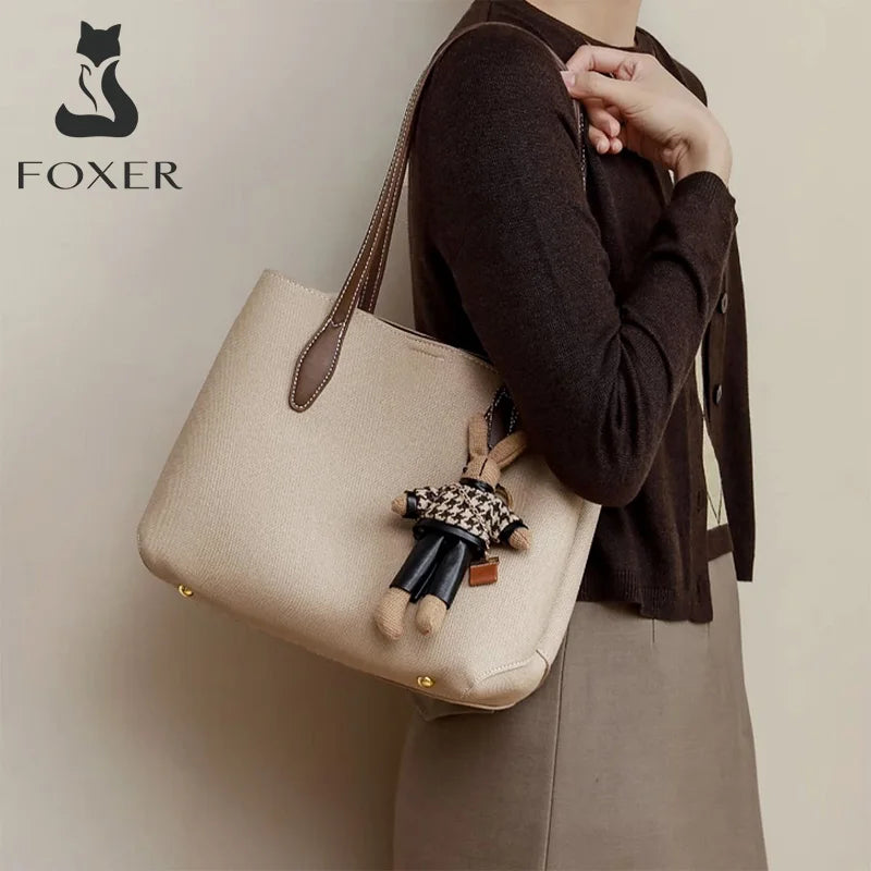 Damen Handtasche aus Split-Leder mit großer Kapazität