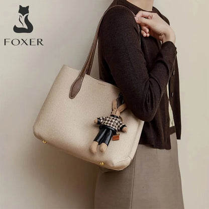 Damen Handtasche aus Split-Leder mit großer Kapazität