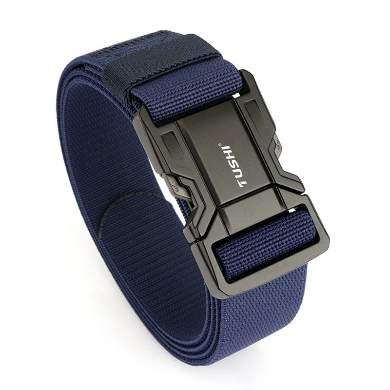 Herren-Gürtel Elastischer Gürtel Mit Metall-Schnellverschluss Für Outdoor Und Alltag Verstellbar Blau