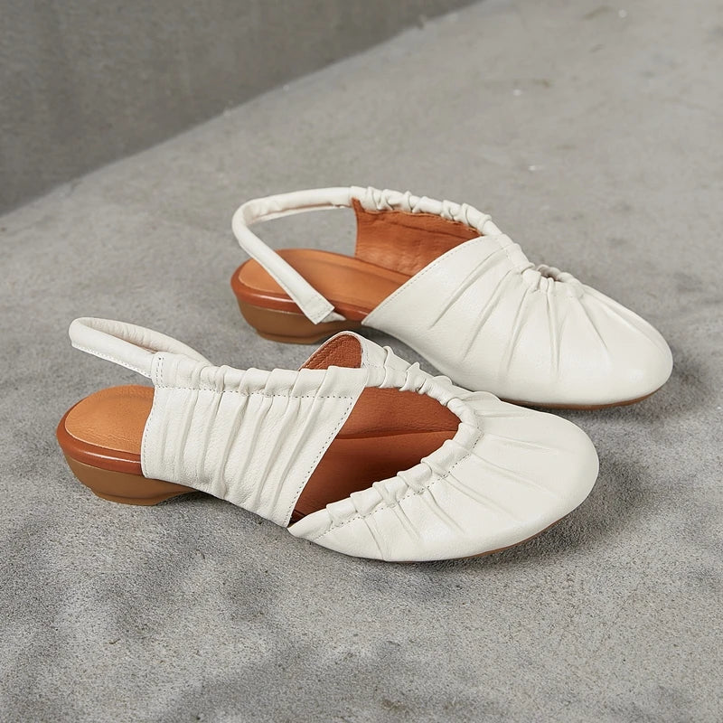 AIYUQI 2025, neue stil geschlossene zehen frauen sandalen Plissee nicht-slip Römischen sandalen für frauen Große größe sommer strand weibliche schuhe