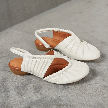 AIYUQI 2025, neue stil geschlossene zehen frauen sandalen Plissee nicht-slip Römischen sandalen für frauen Große größe sommer strand weibliche schuhe