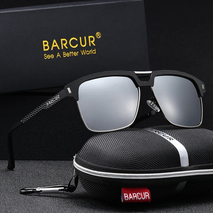 Sonnenbrille quadratisch großer Rahmen Edelstahl polarisiert Unisex