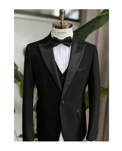 Lange Herren-Anzughose aus 50% Wolle, Slim Fit, tiefblau – ideal für Hochzeit, Büro und Alltag im Herbst und Frühling.