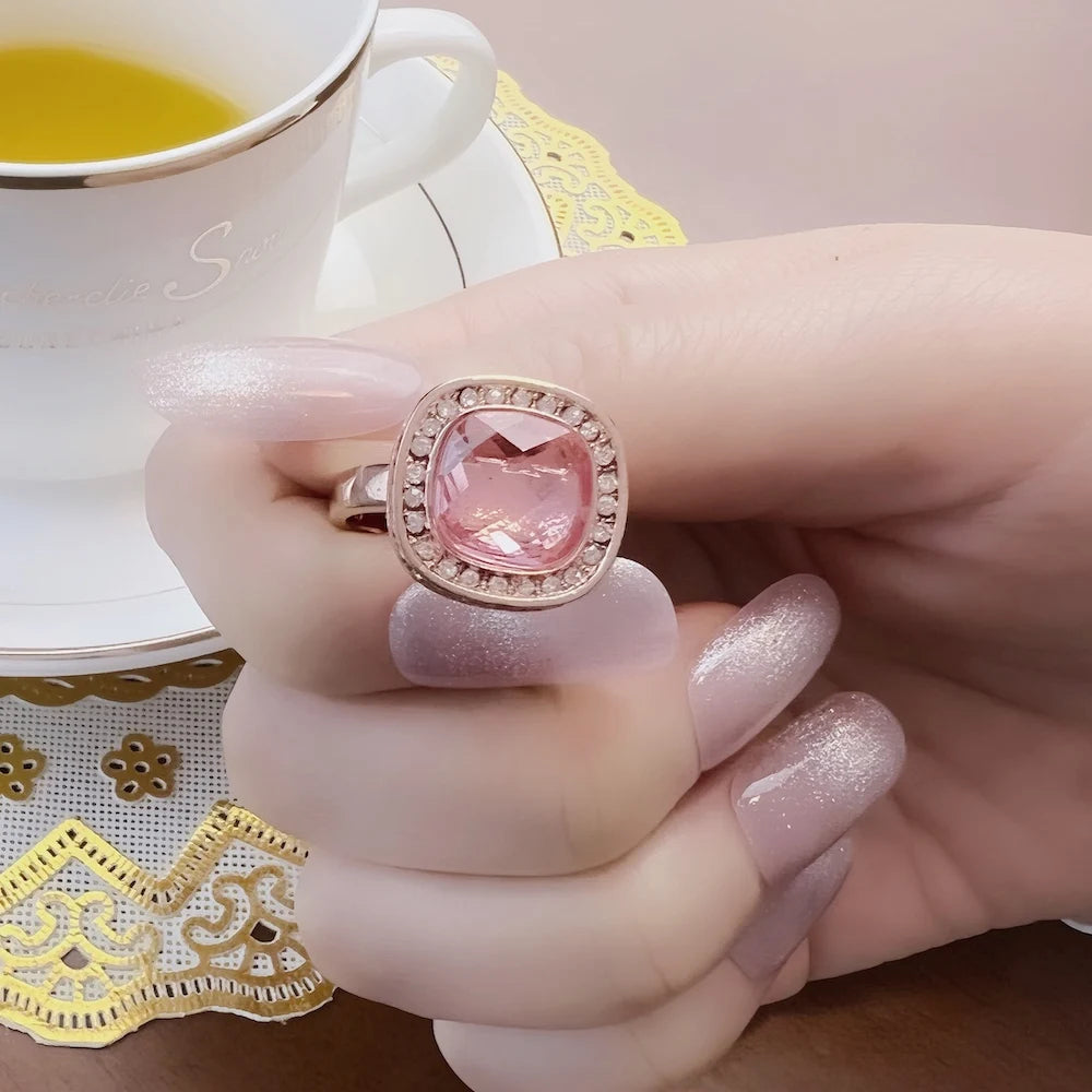 Damen-Ring Rose Gold rosa Zirkonia Frühling aus Sterlingsilber