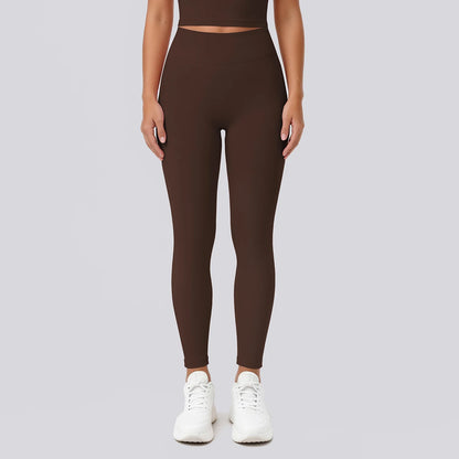 Yoga-Leggings Damen, enganliegend, braun, bis Knöchel, blickdicht