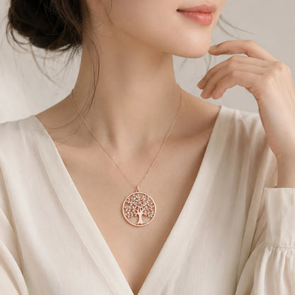 Damen-Charm-Anhänger Baum Roségold romantisch aus Sterlingsilber