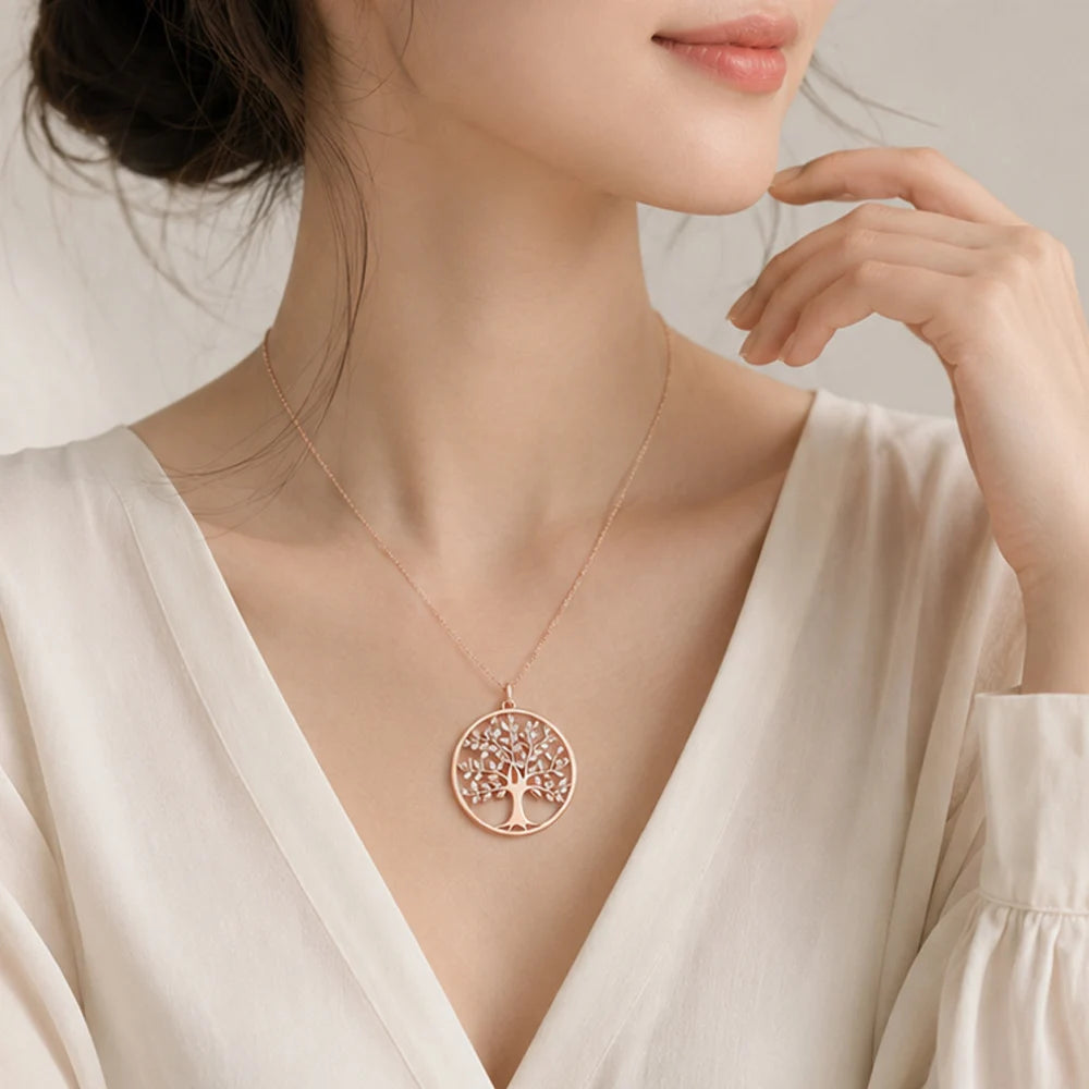 Damen-Charm-Anhänger Baum Roségold romantisch aus Sterlingsilber