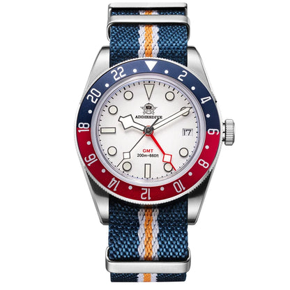 Herren-GMT-Quarzuhr mit Ronda-Werk und Bubble-Glas